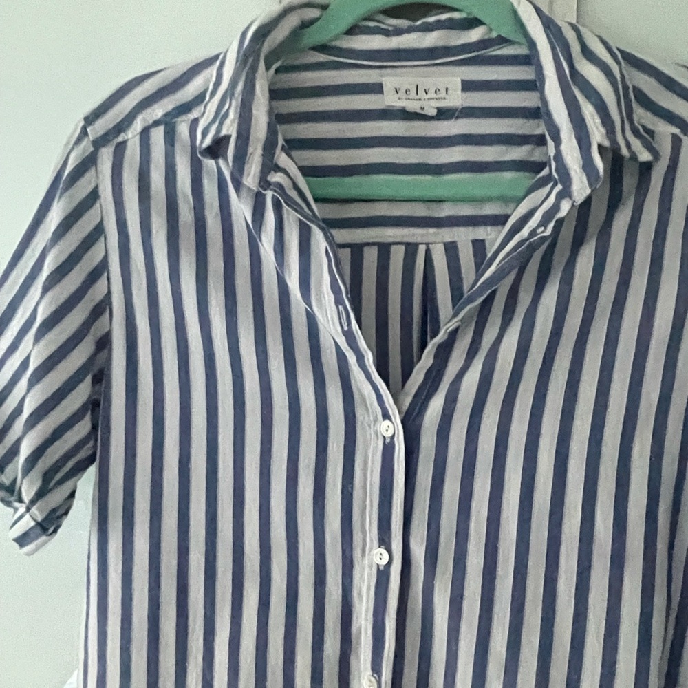 Cute Striped Button Down Top Medium - image 4